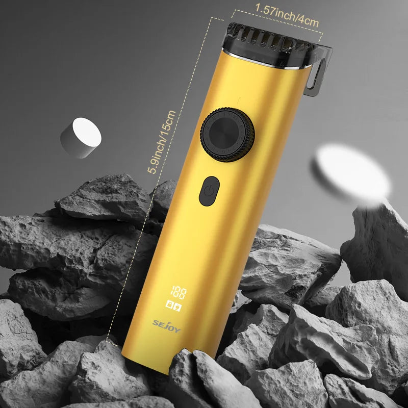 Sejoy Professional Hair Clippers LED Display Electric Beard Trimmer Cordless Men's Grooming Kit Rechargeable Nose Trimmer Gold
