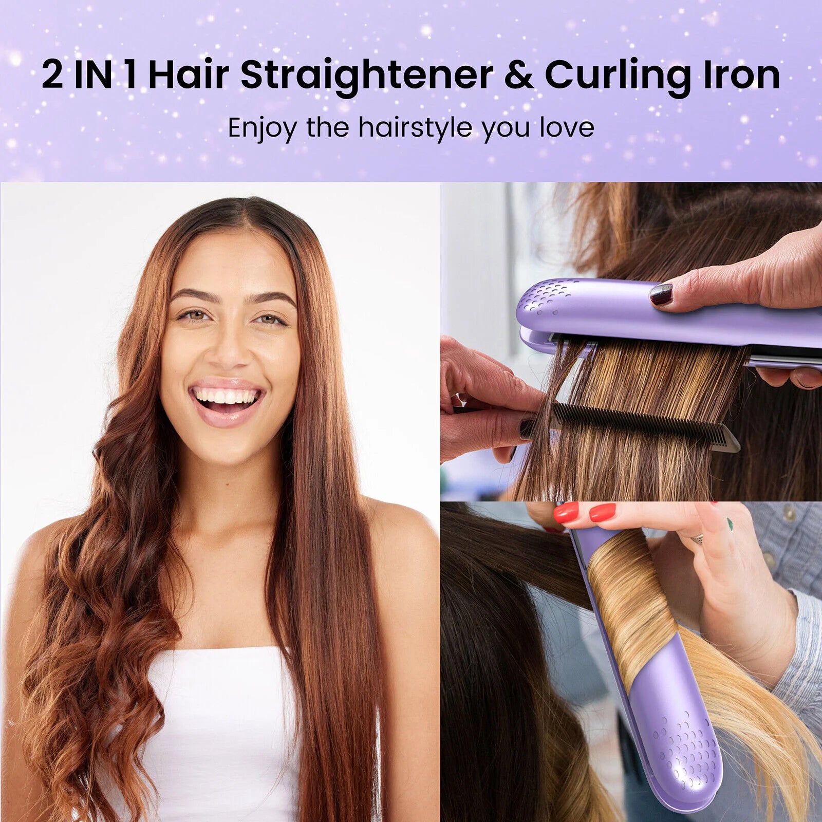 Sejoy 2 In 1 Professional Hair Straightener Curlering Flat Iron Fast Heating Ceramic Curler Hair Style