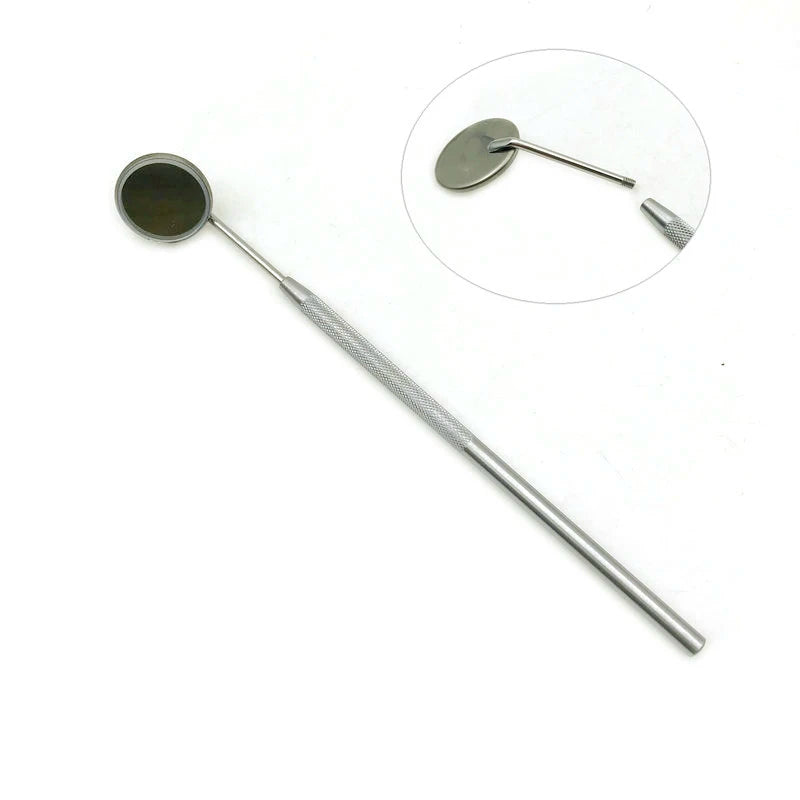 Stainless Dental Mirrors with Handle Steel Surgical Instruments Dentist Mouth Checking Makeup Supplies