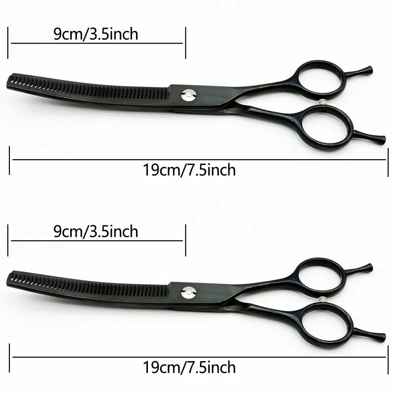 7 inch Dog Curved Grooming Shears Curved Thinning scissors Stainless Steel Dog Grooming Scissors For Pet