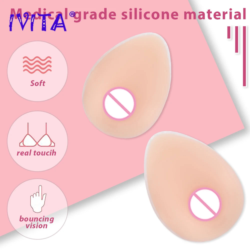 IVITA 1 Pair Realistic Self-adhesive Silicone Fake Breasts Form Fake Boobs for Crossdresser Prosthesis Transgender Cosplay