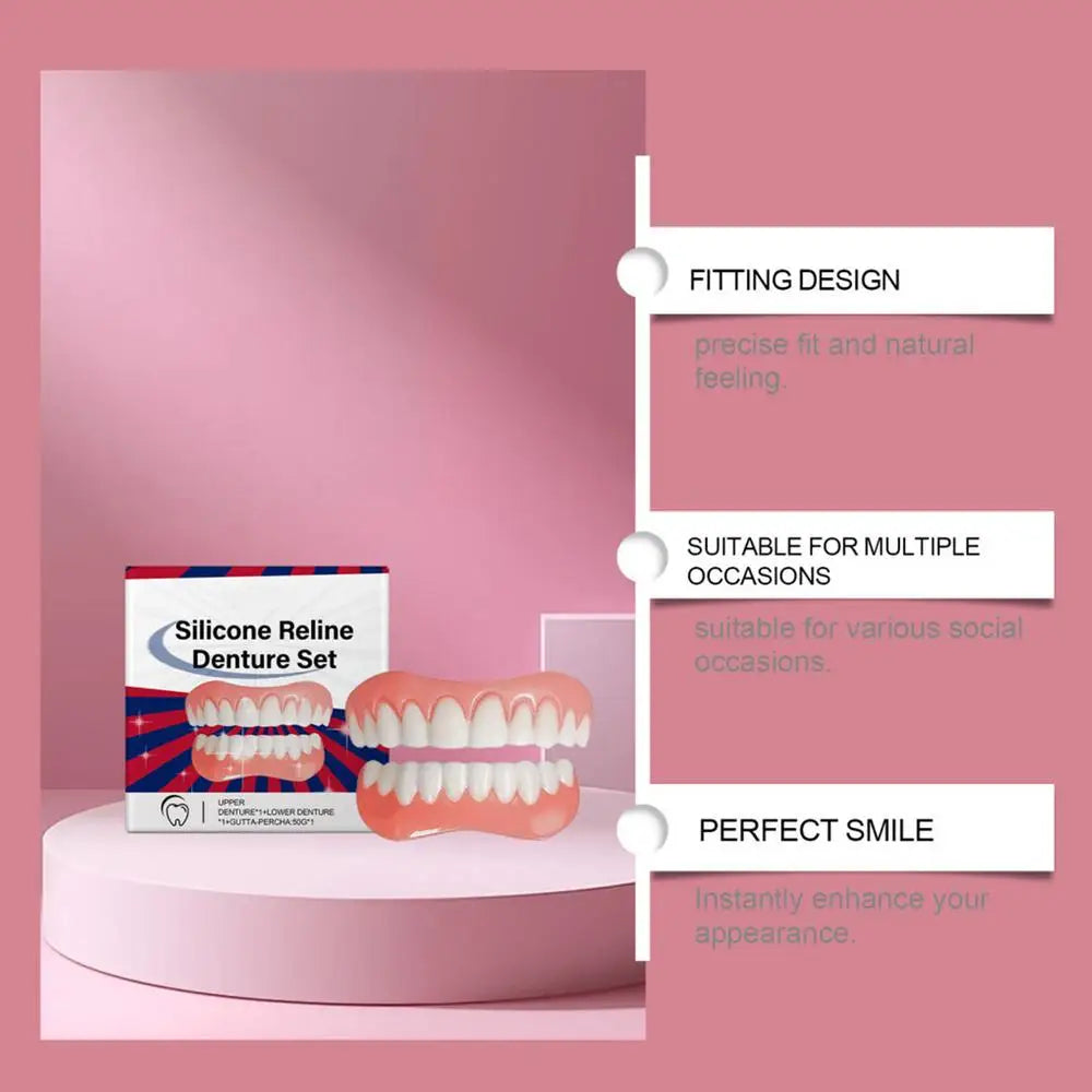 Silicone Denture Set Silicone Upper Lower Veneers Laugh Soft Denture Kit Denture Silicone Liners Soft Denture Kit fake Denture