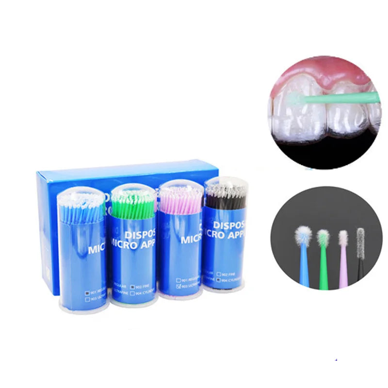 PIORPOY 100Pcs Dental Micro Brush Bottle Dental Disposable Micro Brushes Applicators Brush Teeth Oral Dentist Materials Dropship