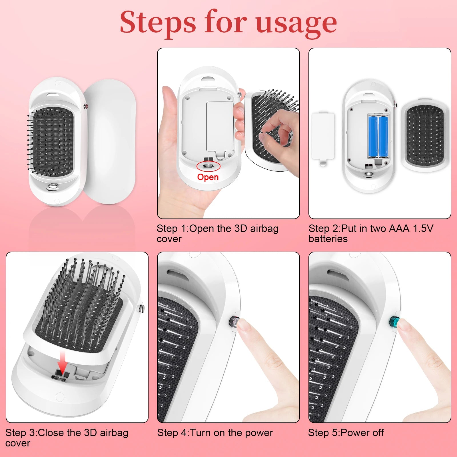 New Version Ionic Hairbrush Potable Negative Ions Dropshipping Niche Product Unique Massage Hairbrush Anti-static Hair Brush