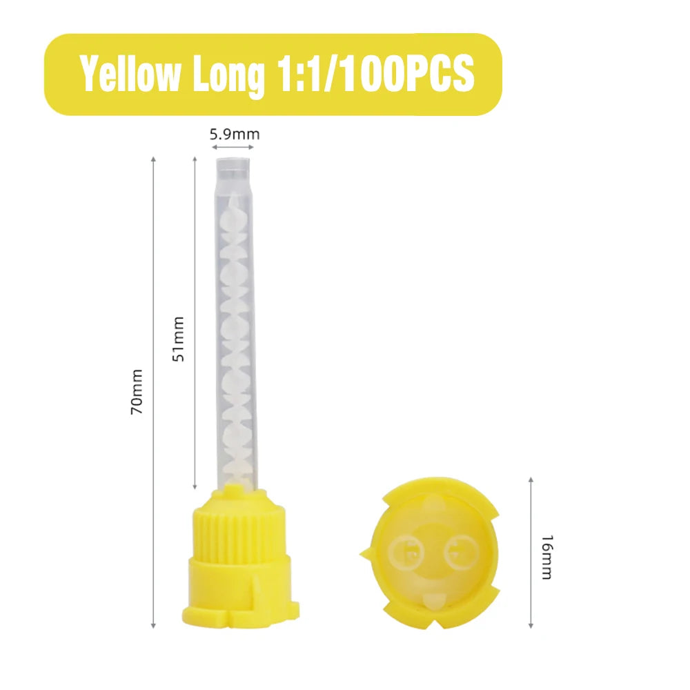 50/100PCS Dental Mixing Tips 1:1Dental materials for Lightweight Silicone Rubber Material Disposable Dental Supplies Mixing Tube