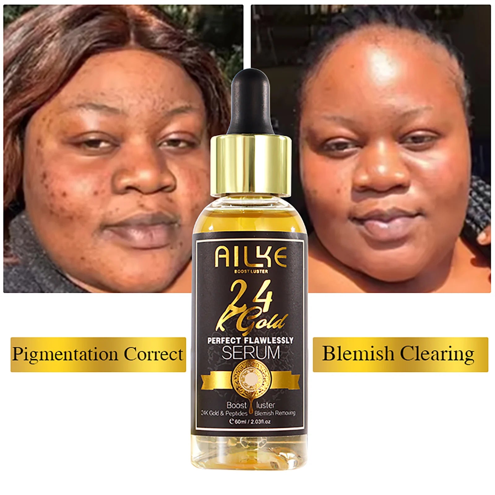 AILKE 24k Gold Flawlessly Body Oil, Natural Plant Oil For All Skin Type, Skin Moisturizer, Reduce Spots, Smoothing, Brightening