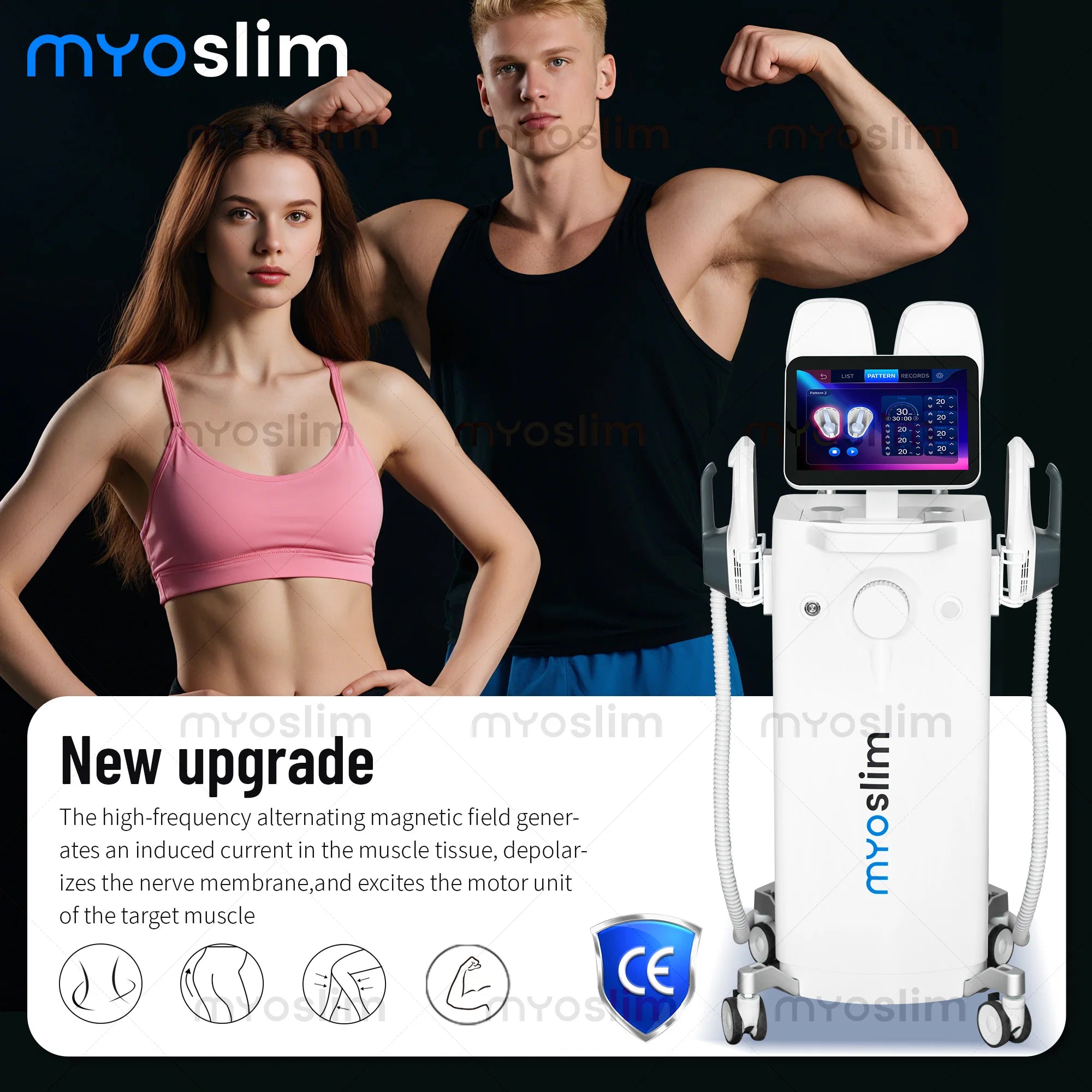 MYOSLIM Esthetician Equipment Rf 4 Handles Body Sculpt Machine Body Slimming Neo Butt Lift Body Fat Burning Massage Machine