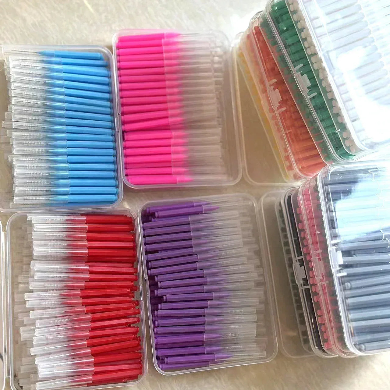New 100Pcs/Box I-type Push Pull Interdental Brush 0.6-1.5Mm Cleaning Between Teeth Oral Care Orthodontic I Shape Tooth Floss
