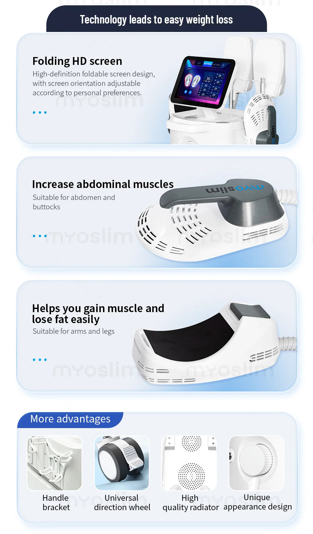 MYOSLIM Esthetician Equipment Rf 4 Handles Body Sculpt Machine Body Slimming Neo Butt Lift Body Fat Burning Massage Machine