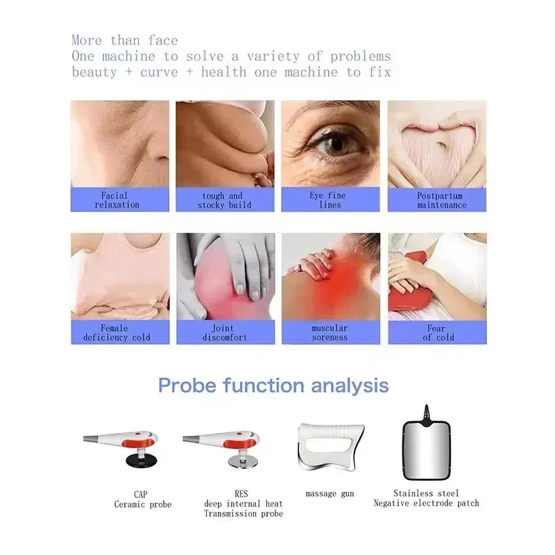 Portable 448KHZ Tecar Therapy RET CET Diathermy Body Sliming Machine Pain Relief Skin Tightening Deep Care 2024 NEW Massager