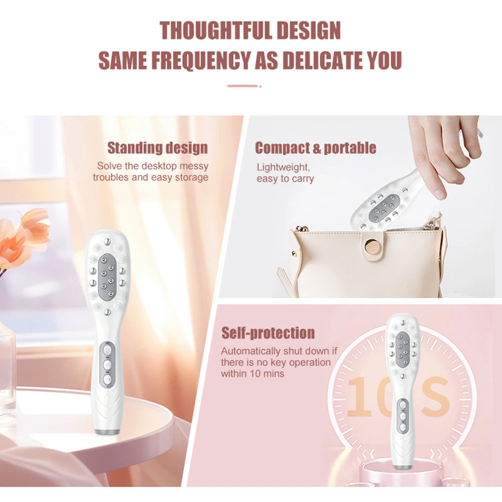 EMS Electric Massage Comb Blue Red Purple Light Therapy Vibration Hair Growth Scalp Brush Liquid Oil Applicator Anti Hair Loss