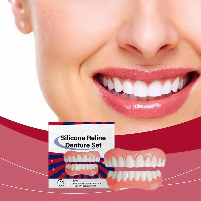 Silicone Denture Set Silicone Upper Lower Veneers Perfects Laugh Soft Denture Kit Denture Silicone Liners Soft Denture Kit