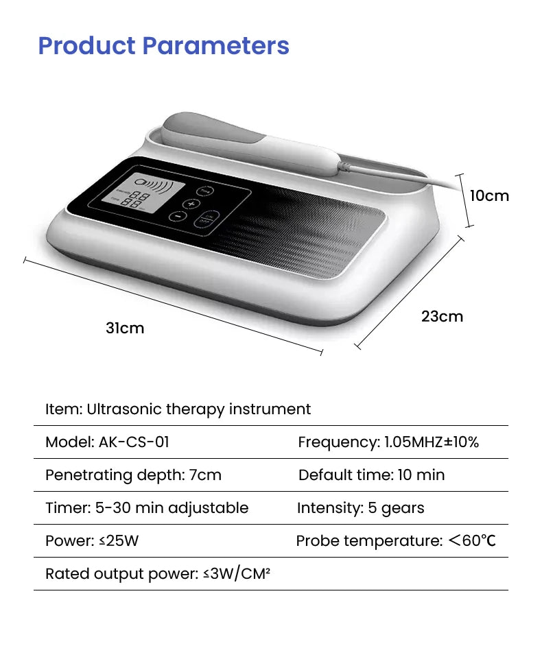 Ultrasonic Therapy Machine 1.05 MHz Intensity for Pain Relief Device Ultrasound Physiotherapy Muscle Joints Massager No Drug Use
