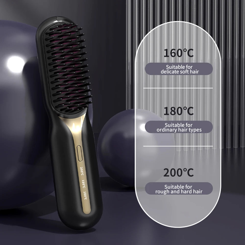 Hair Straightener Brush Anti-Scald Hair Straightener Comb for Women 20s Fast Heating Styling for Home Salon Cordless Hot Comb