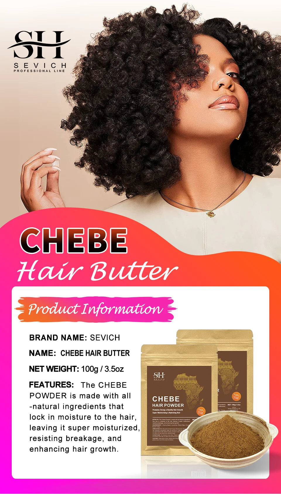 Africa Chad 100% Chebe Powder Women Traction Alopecia Treatment Oil Natural Crazy Hair Regrowth Anti Hair Break Get Rid Of Wig