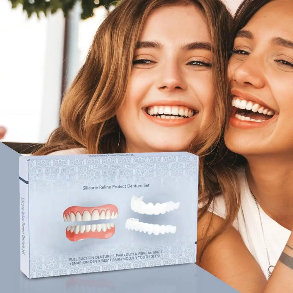 Denture Set False Teeth Top And Bottom Denture Solution Realistic False Teeth Professional Temporary Teeth Kit For Lovers