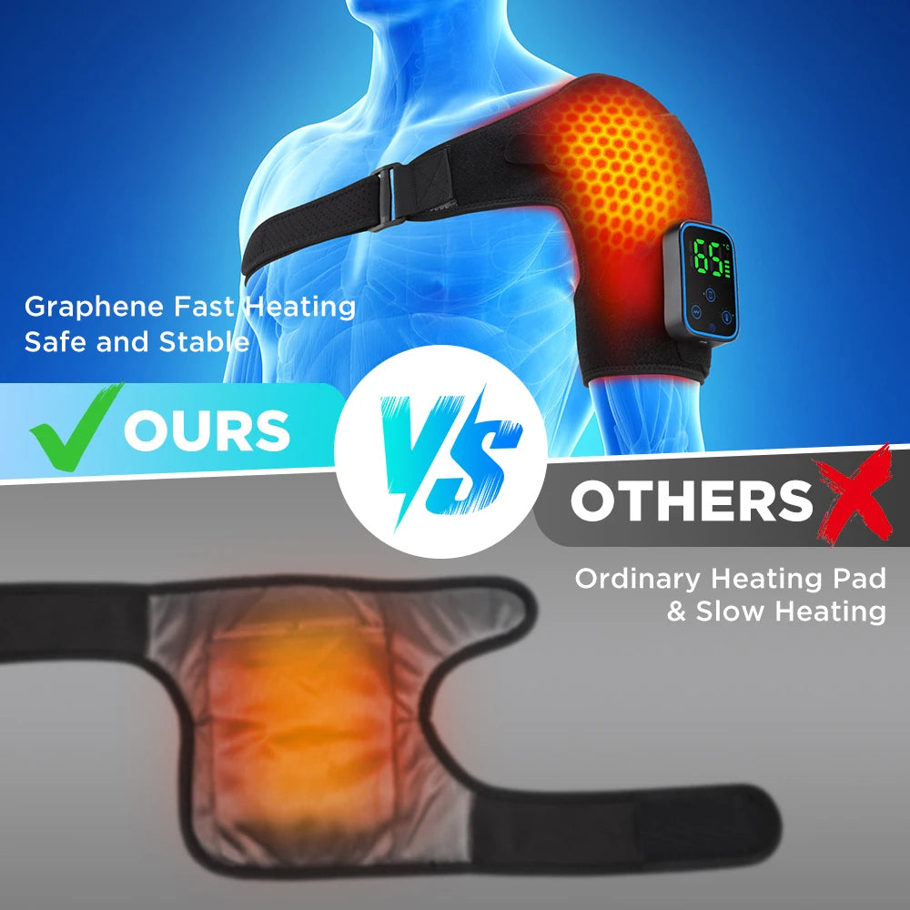 Shoulder Heating Pad With Massage 6 Adjustable Temperature HF Vibration Relax Muscle Brace Wireless Control for IOS/Android