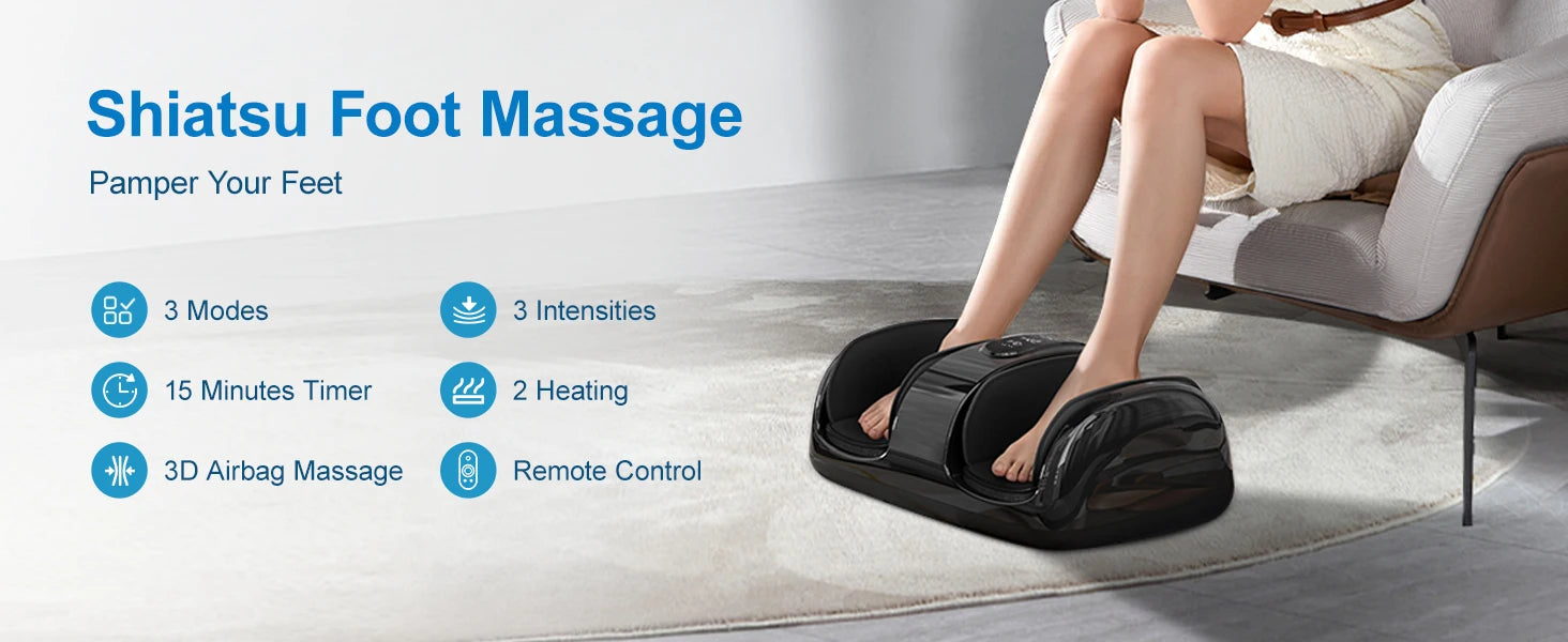 Shiatsu Foot Massager Electric Feet Massage with Heat and Deep Tissue Kneading for Relief Stress, Deep Rolling Massage,Best Gift