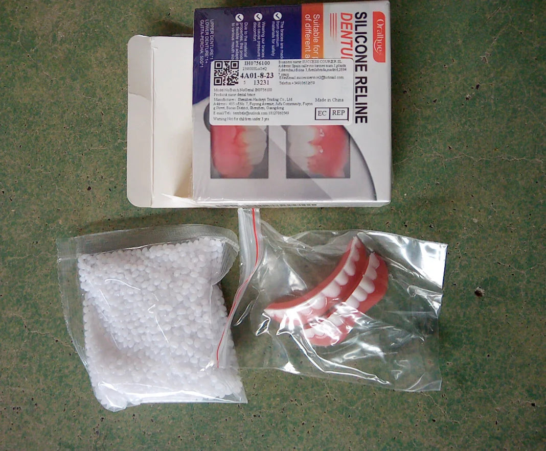 Silicone Denture Set False Teeth Silicone Upper Lower Veneers Denture Silicone Liners Soft Denture Kit Men Women Dental Patches