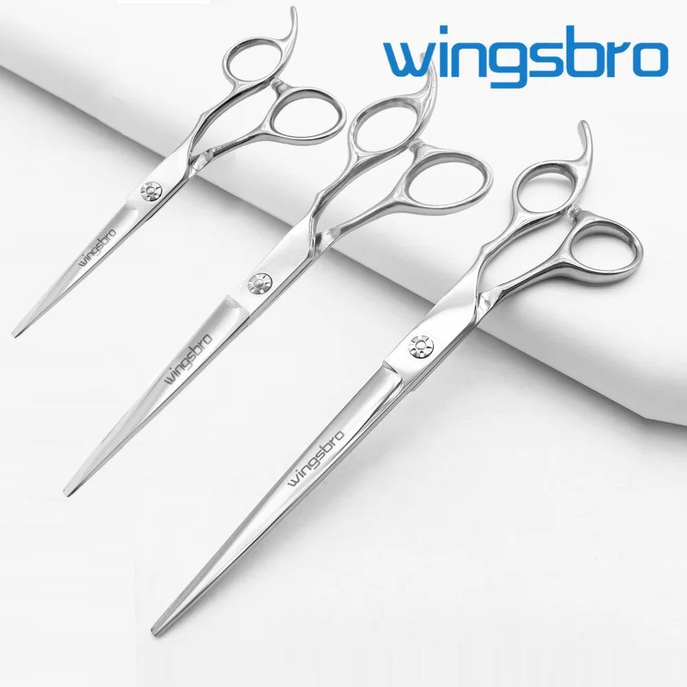 wingsbro Professional Barber Shop Scissors, 6.5/7.5/8.5 Inch Premium Stainless Steel Hairdressing Scissors, Straight Scissors