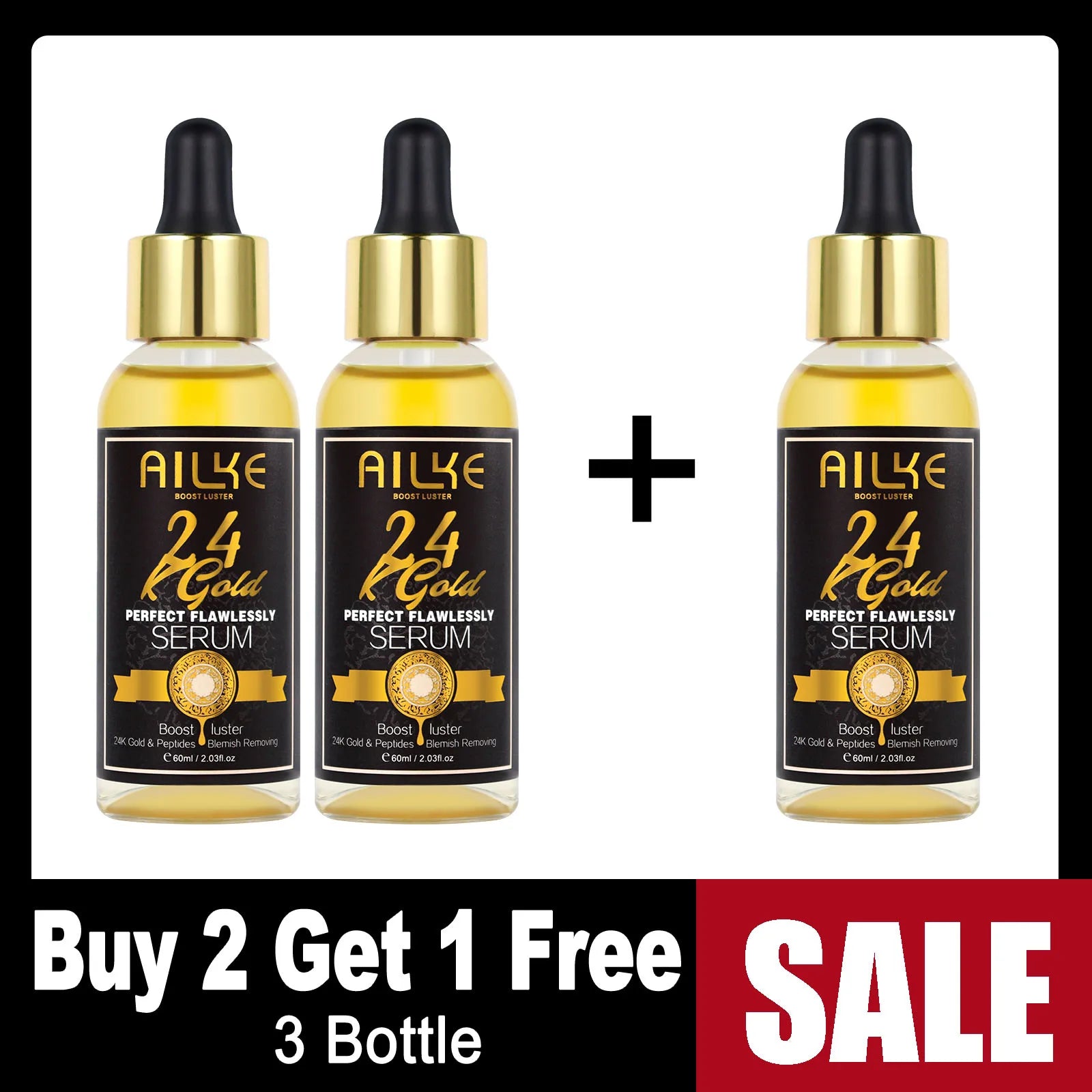 AILKE 24k Gold Flawlessly Body Oil, Natural Plant Oil For All Skin Type, Skin Moisturizer, Reduce Spots, Smoothing, Brightening