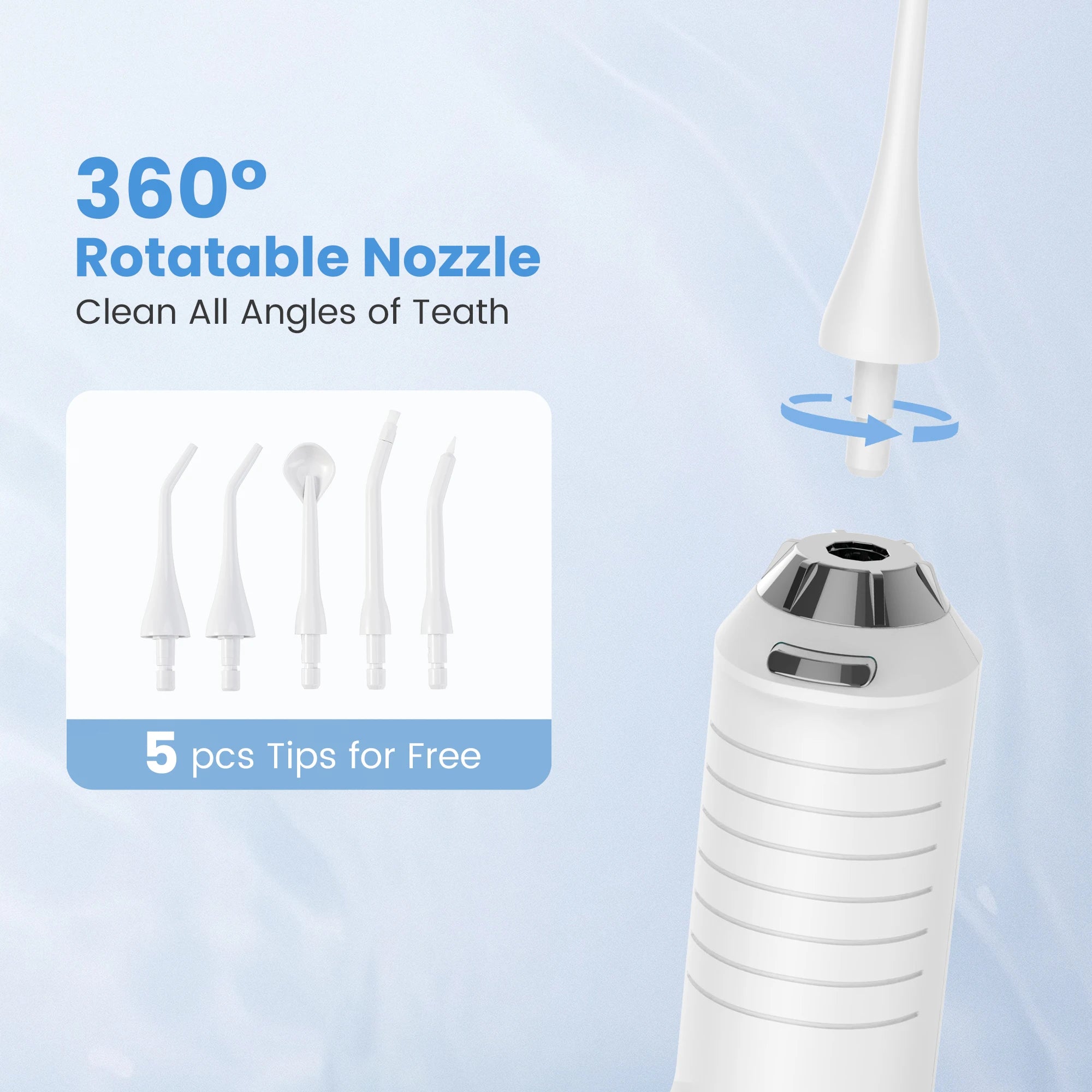 SEJOY Dental Oral Irrigator Water Flosser,5 Nozzles,USB Rechargeable 270ml Tank,Water Floss Teeth Pick Mouth Washing Machine