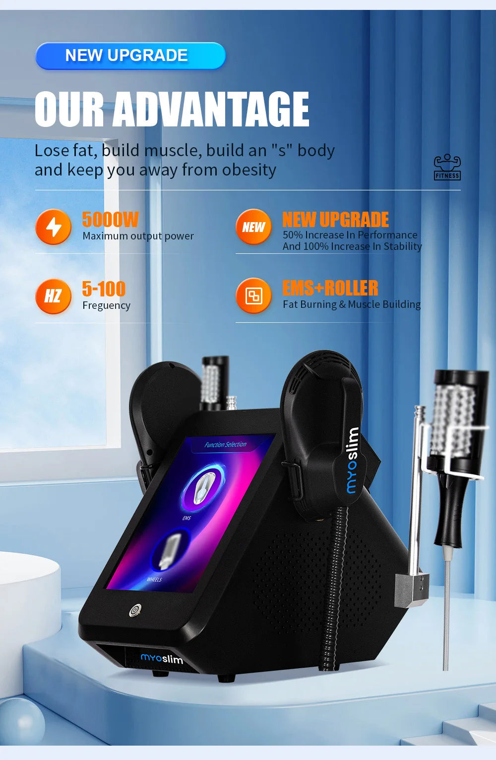 Myoslim 15 TUltra 6500W RF Machine Shaping Slimming Body Sculpture HI-emt Weight Loss Inner Ball Roller Machine