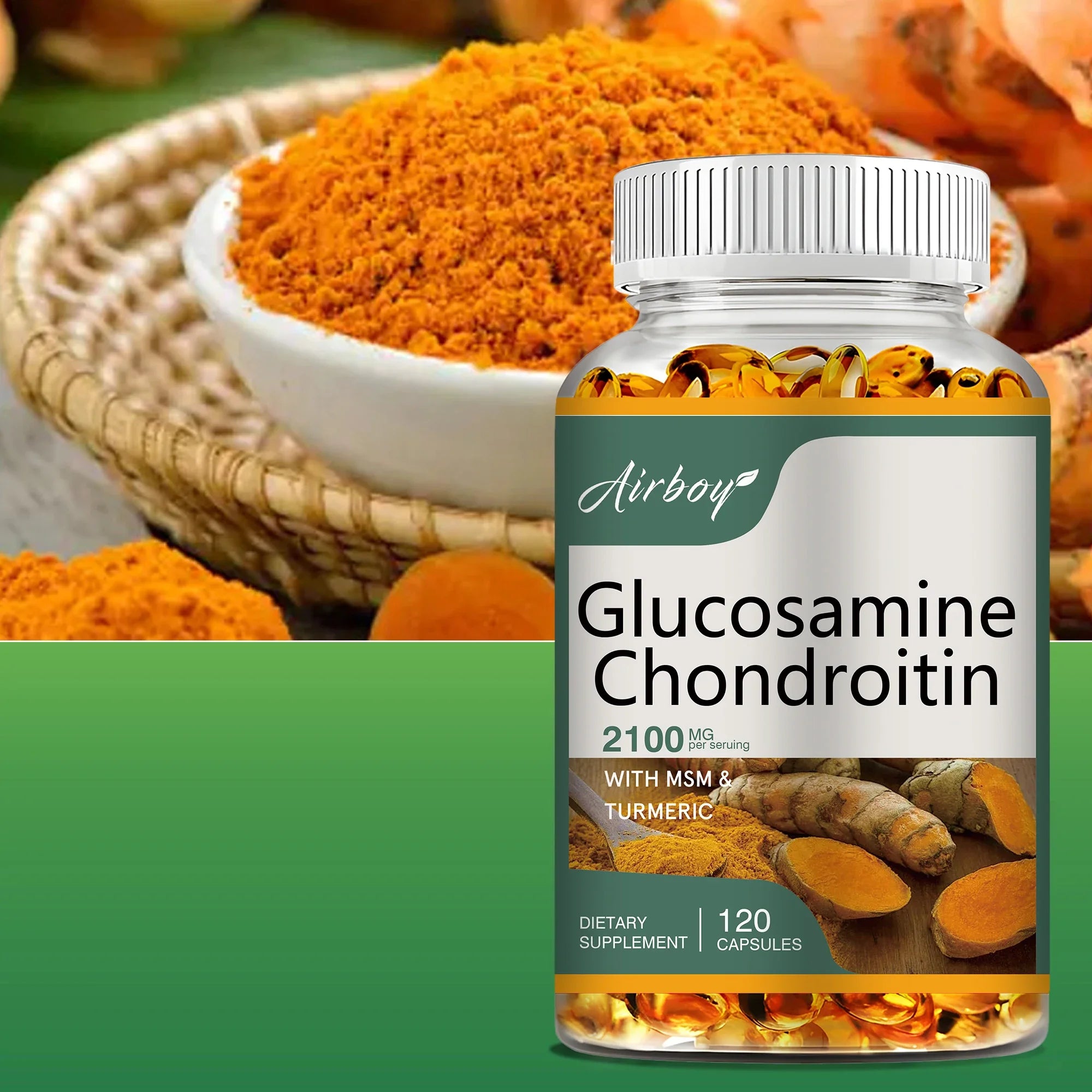 Glucosamine Chondroitin - Joint Complex Supplement, Strengthen Bones, Joint Health, Bone Density - 120 Capsules