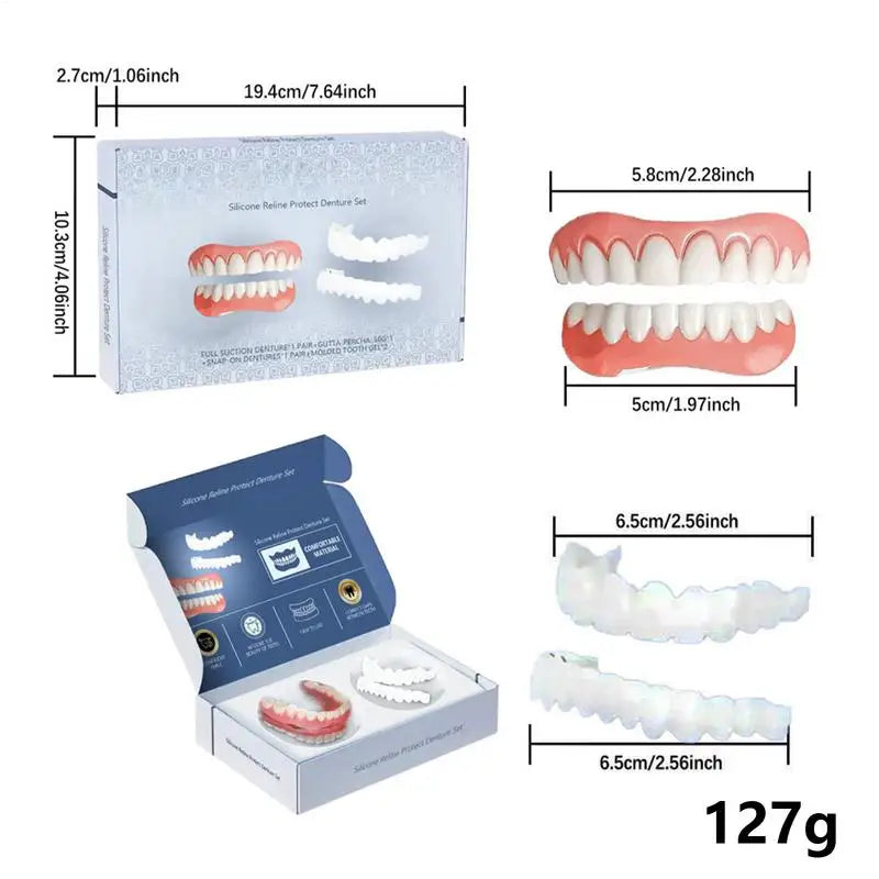 Denture Set False Teeth Top And Bottom Denture Solution Realistic False Teeth Professional Temporary Teeth Kit For Lovers