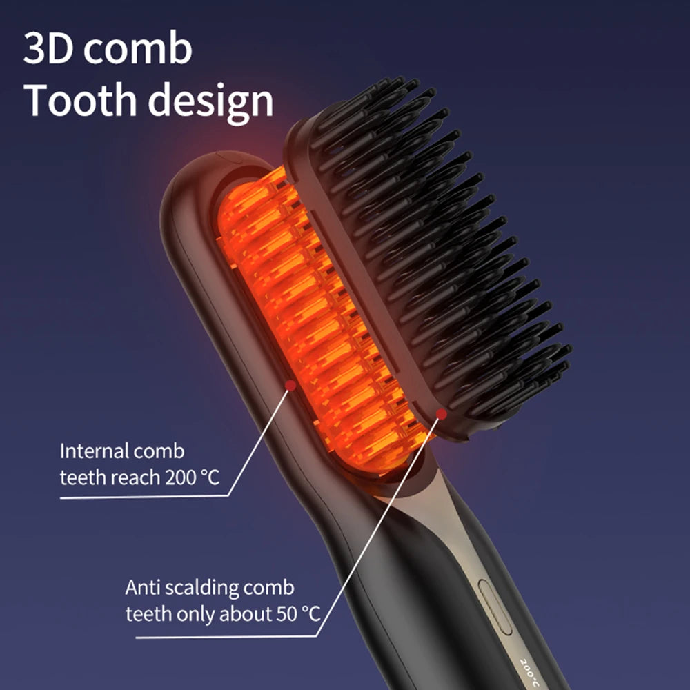 Hair Straightener Brush Anti-Scald Hair Straightener Comb for Women 20s Fast Heating Styling for Home Salon Cordless Hot Comb