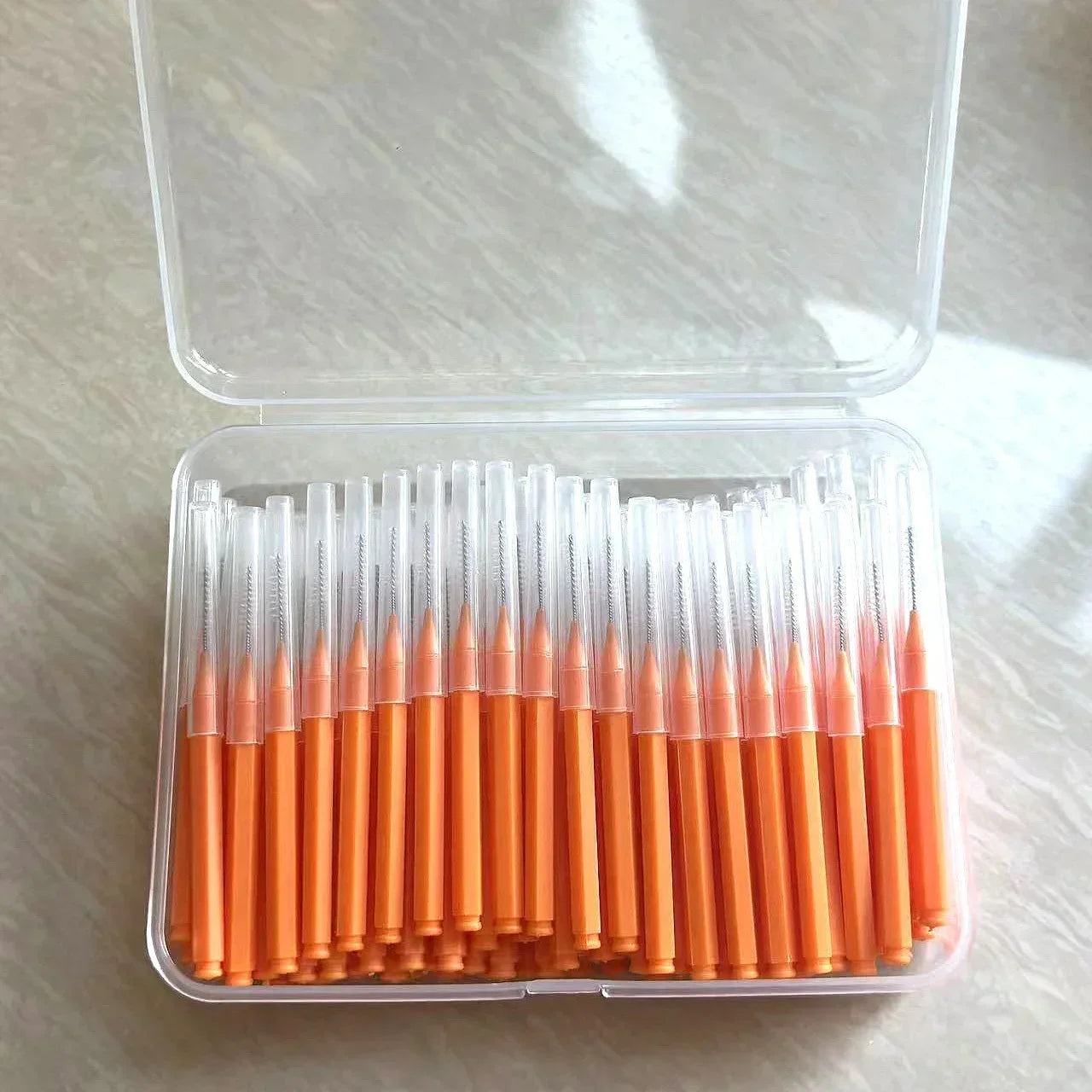 New 100Pcs/Box I-type Push Pull Interdental Brush 0.6-1.5Mm Cleaning Between Teeth Oral Care Orthodontic I Shape Tooth Floss