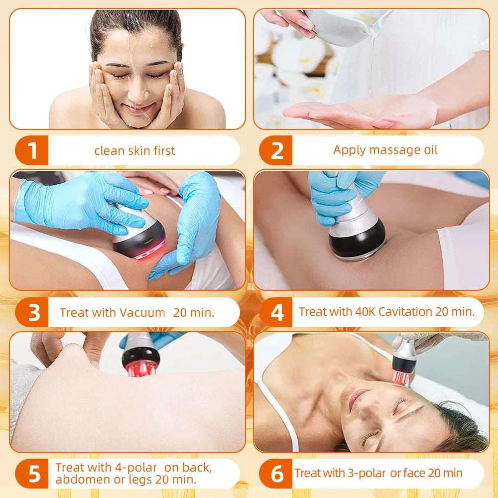 4 IN 140K Cavitation Ultrasonic Body Slimming Machine Beauty Device Facial Massager Skin Tighten Face Lifting Vacuum Suction