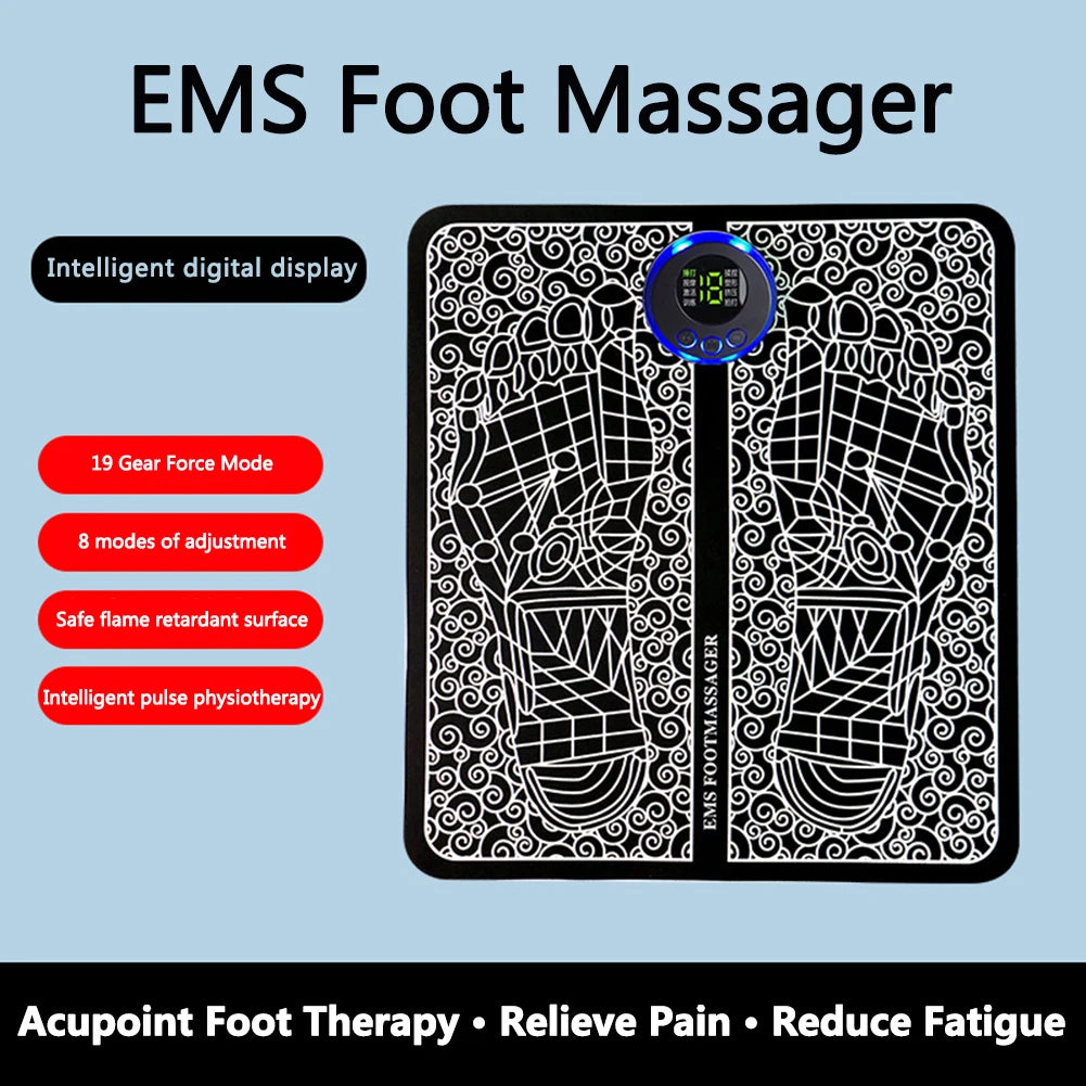EMS Feet Muscle Stimulator 8 Modes Electric Feet Massage USB Rechargeable Massager Legs Remote Control for Relax Feet and Legs