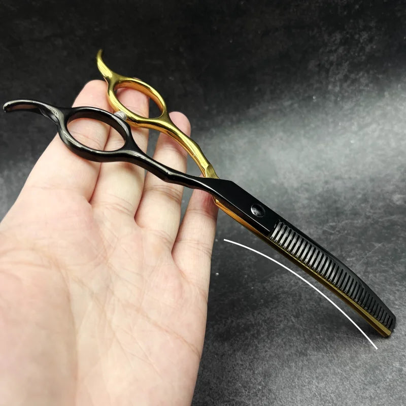 7 inch Dog Curved Chunkers Shears Curved Thinning scissors Stainless Steel Dog Grooming Scissors Special Designed For Pet