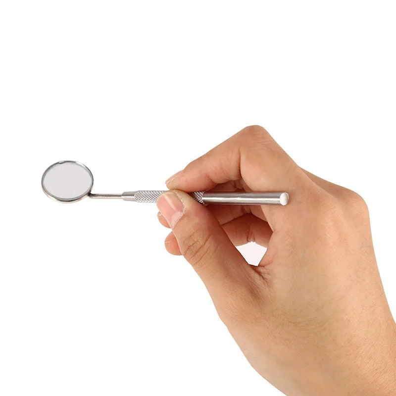 Stainless Dental Mirrors with Handle Steel Surgical Instruments Dentist Mouth Checking Makeup Supplies