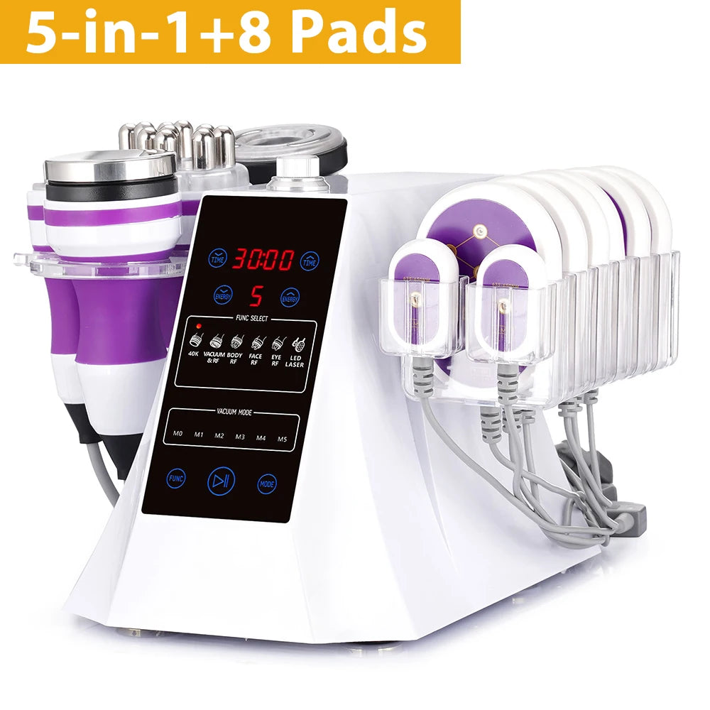 5 in 1 Ultrasonic 40K Cavitation Vacuum Fat Loss Body Shaping Machine Remove Wrinkle Refared Beauty Device Home Use Anti Celluli