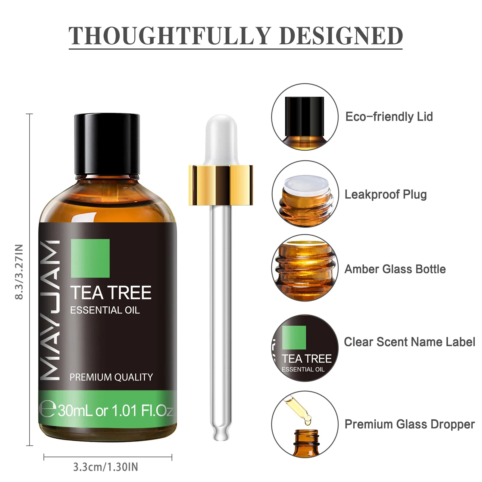 MAJYAM 30ml Pure Natural Tea Tree Essential Oils Diffuser Aromatic Oil Eucalyptus Mint Lemon Rosemary Cinnamon Lemongrass Oil
