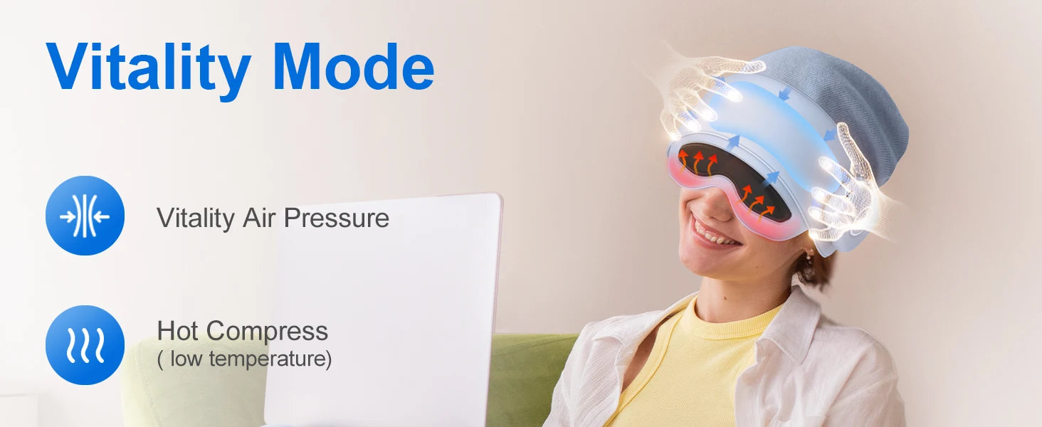 Head Massager for Fatigue Relief, Eye Massager with Heat, Head and Eye Massage for Stress Relief, Bluetooth-Capable, Ideal gifts