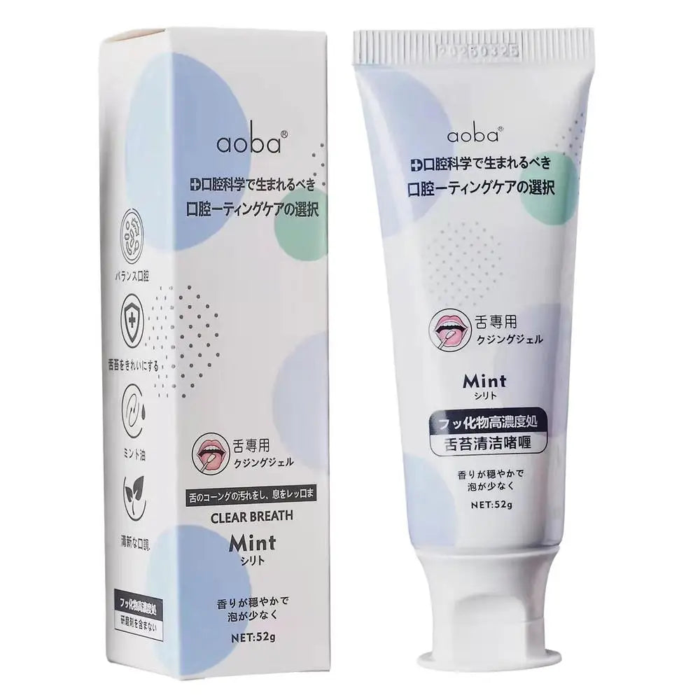 Tongue Coating Cleaning Gel Oral Care Fresh Breath Tongue Scraper Toothbrush Two-in-One Brush Gel Paste Gentle Natural Whitening