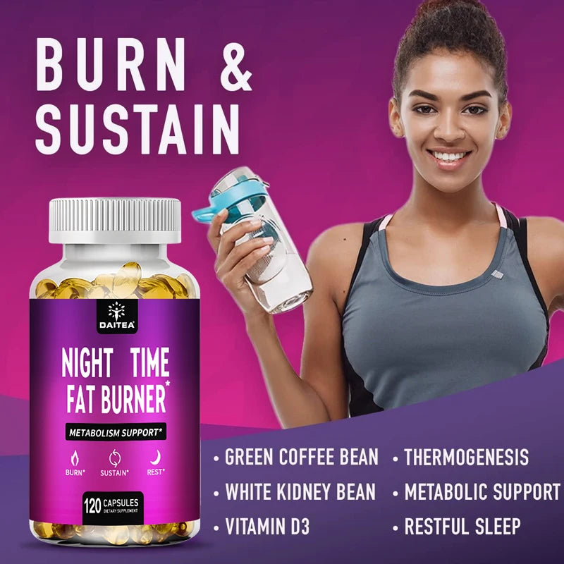 Night Fat Burner Capsules, Promote Intestinal Cleansing, Metabolism, Appetite Suppressant, Carbohydrate Blocker