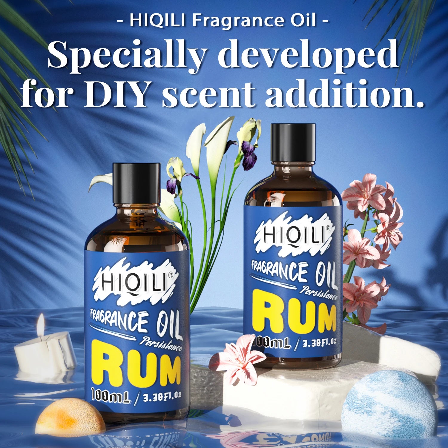 HIQILI 100ML Rum Fragrance Oil, 100% Pure Oil for Aromatherapy,Car Diffusion,Humidifier,DIY Candles and Soap Making