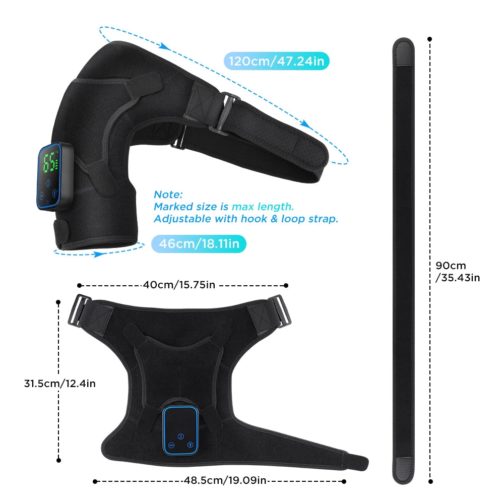 Shoulder Heating Pad With Massage 6 Adjustable Temperature HF Vibration Relax Muscle Brace Wireless Control for IOS/Android
