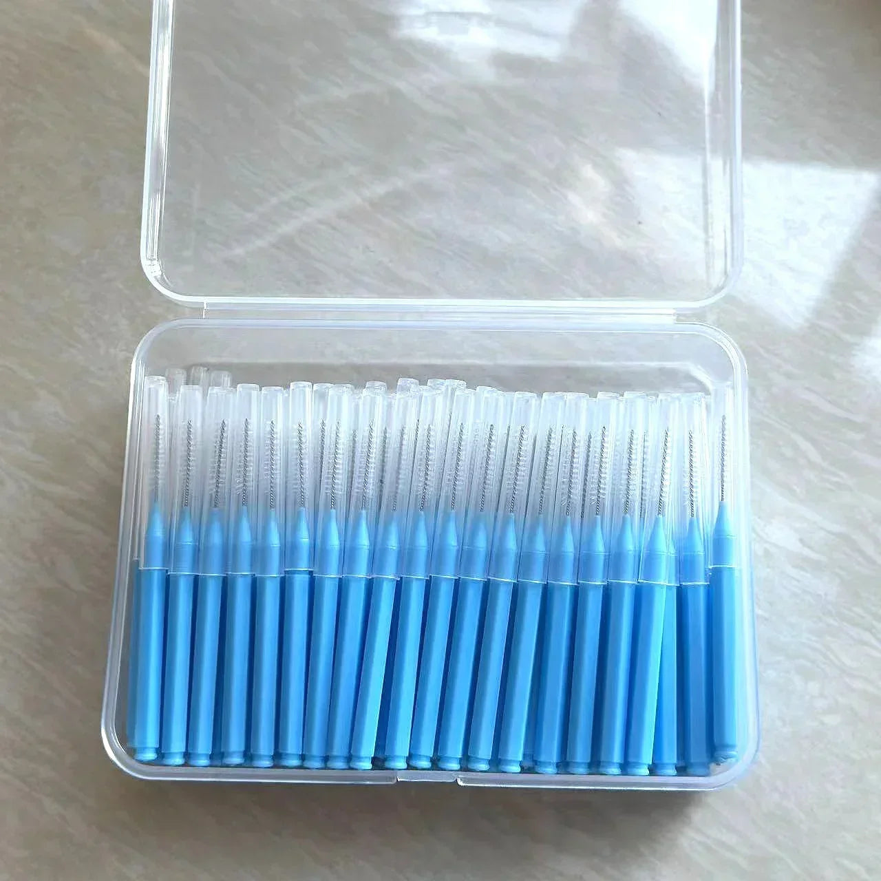 New 100Pcs/Box I-type Push Pull Interdental Brush 0.6-1.5Mm Cleaning Between Teeth Oral Care Orthodontic I Shape Tooth Floss