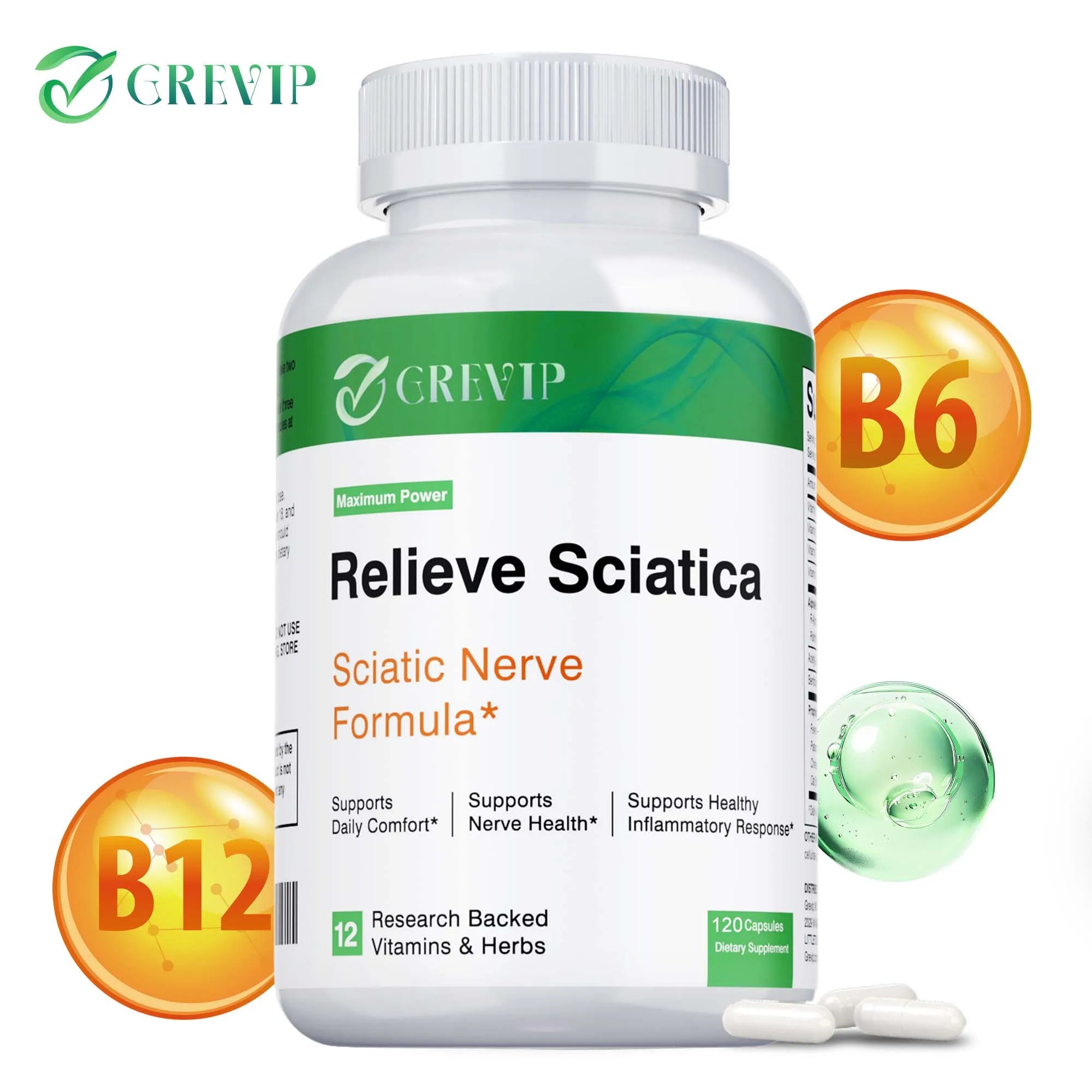 Sciatic Nerve Health Support - Helps Relieve Pain, Stiffness and Restore Mobility - 120 Capsules