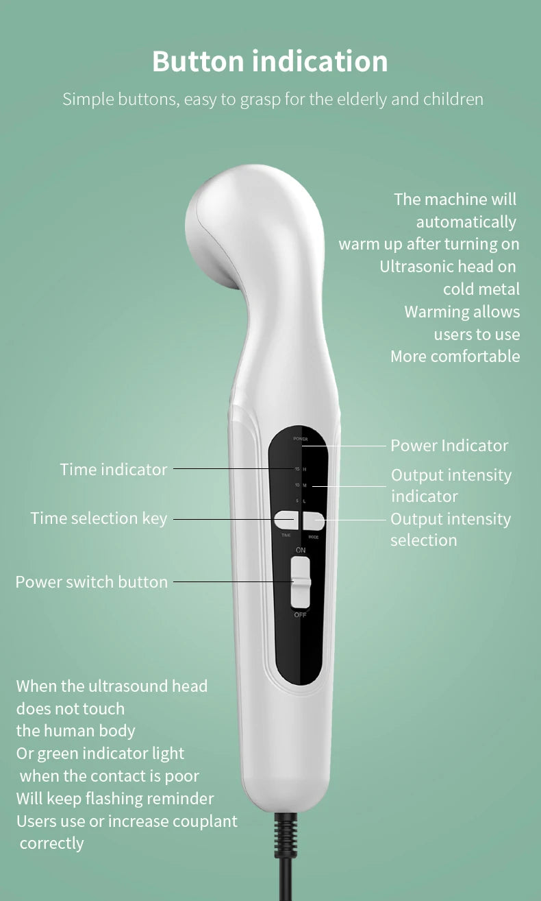 Ultrasonic Therapy Machine 1.05 MHz Intensity for Pain Relief Device Ultrasound Physiotherapy Muscle Joints Massager No Drug Use