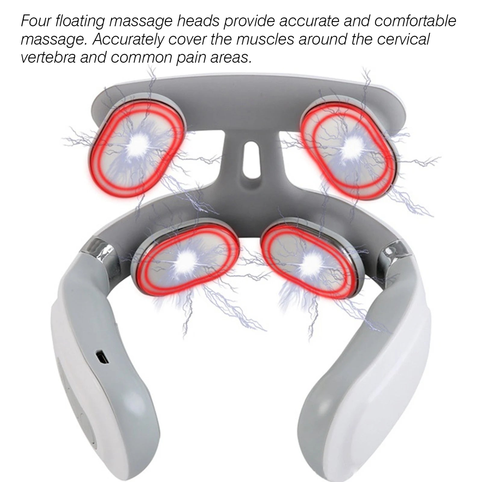 Cervical Massager 16 Modes USB Smart Pulse Heating 4 Head Neck Massager for Neck Tension