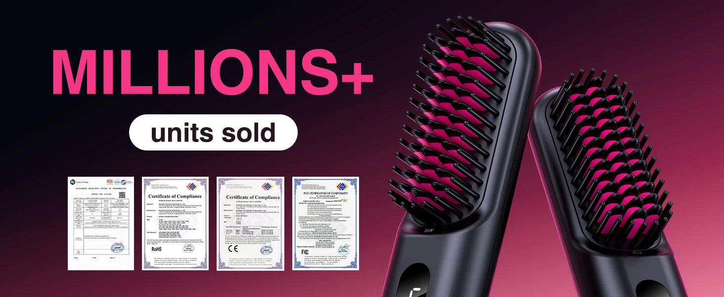 BOPCAL Cordless Hair Straightener Brush 10000mAh LED Display Negative Ions Hair Care Ceramic Electric Hot Heating Comb