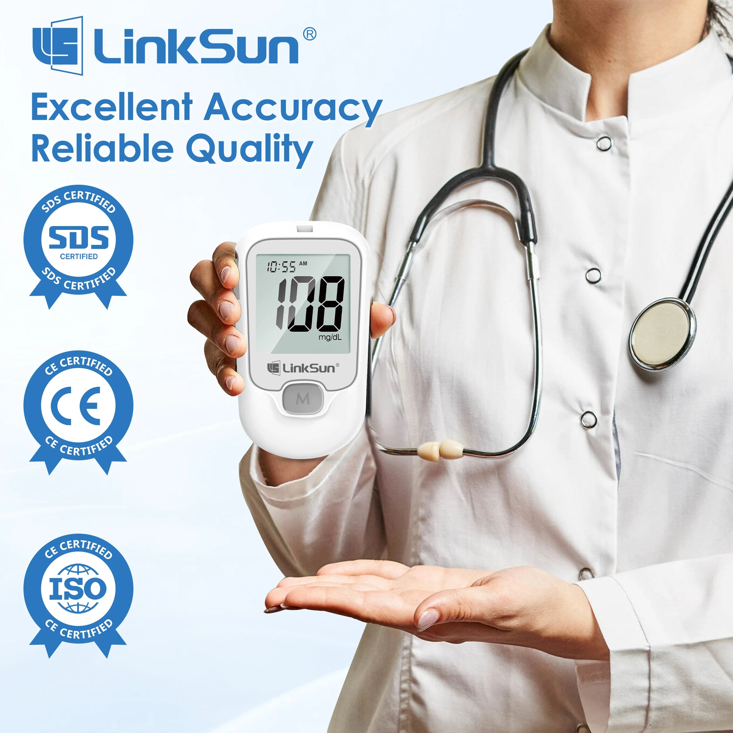Blood Glucose Meter LinkSun G-425-3 Glucometer 50/100pcs Diabetes Tester Blood Sugar Monitor Digital Glucosemeter Complete Kit