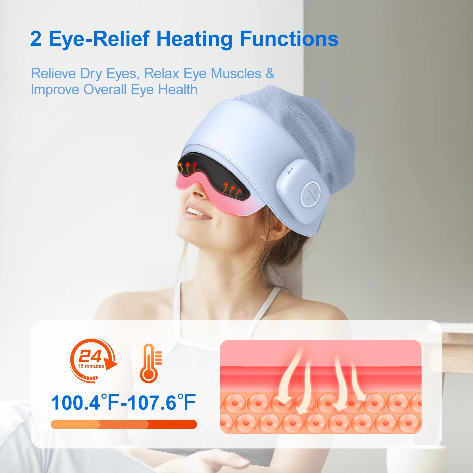 Head Massager with Eye Mask for Fatigue Relief, 4 Modes, 2 Heat Settings, Bluetooth-Capable, Rechargeable,Ideal for Rest & Relax