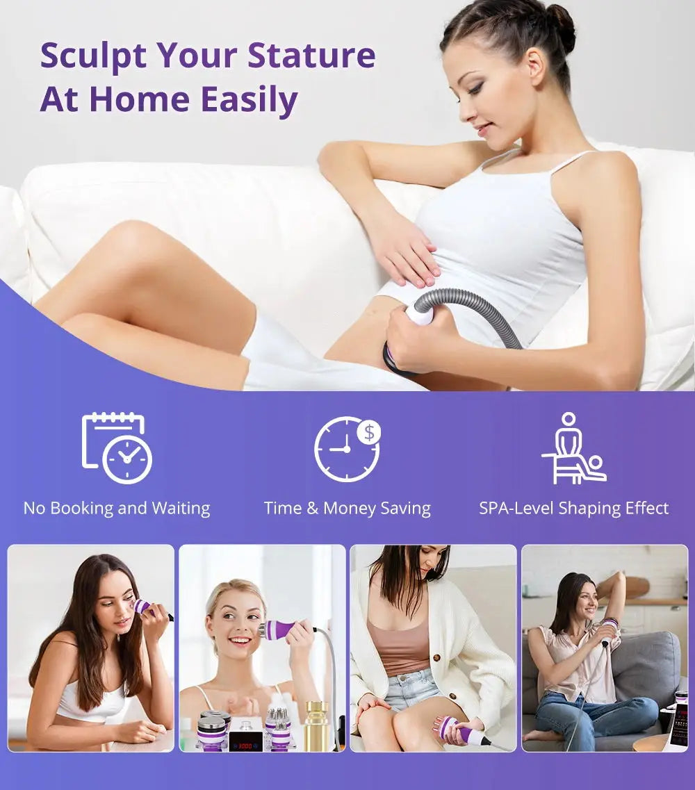5 in 1 Ultrasonic 40K Cavitation Vacuum Fat Loss Body Shaping Machine Remove Wrinkle Refared Beauty Device Home Use Anti Celluli